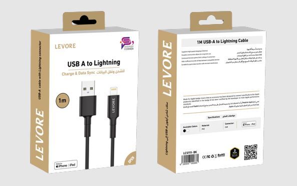 LEVORE BLACK 1000MM 12W LIGHTNING TO USB