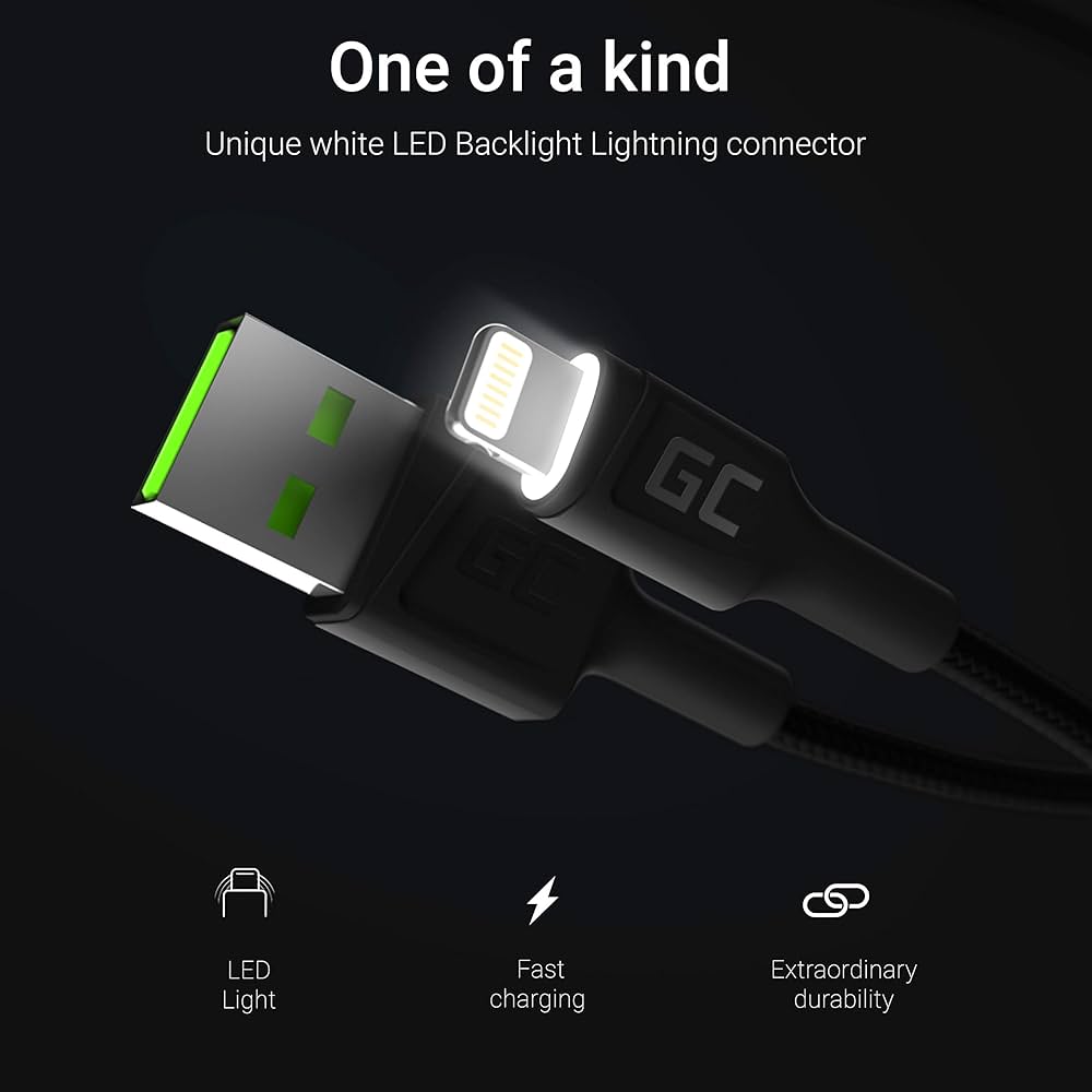 RECRSI USB - LIGHTNING  GREEN BRAIDED THREAD